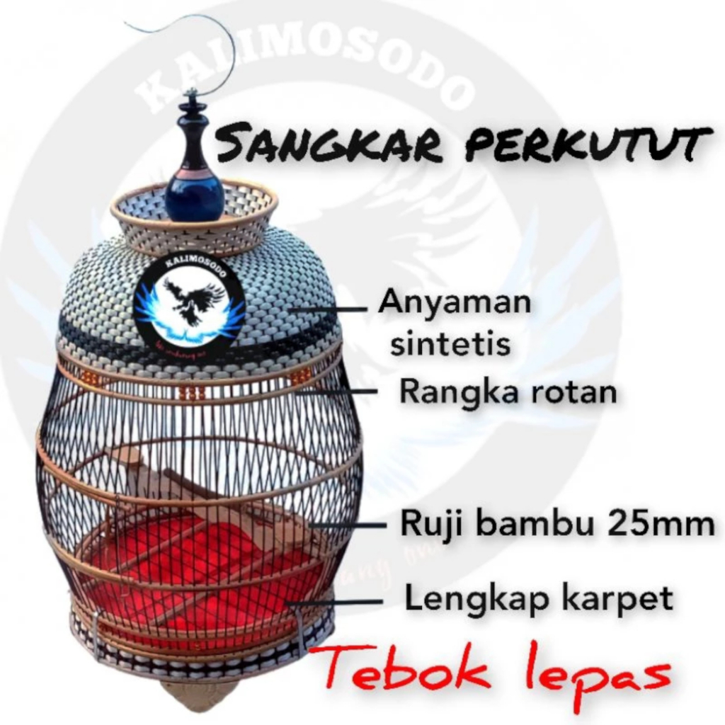 Sangkar burung perkutut rotan jambu rajut tebok lepas