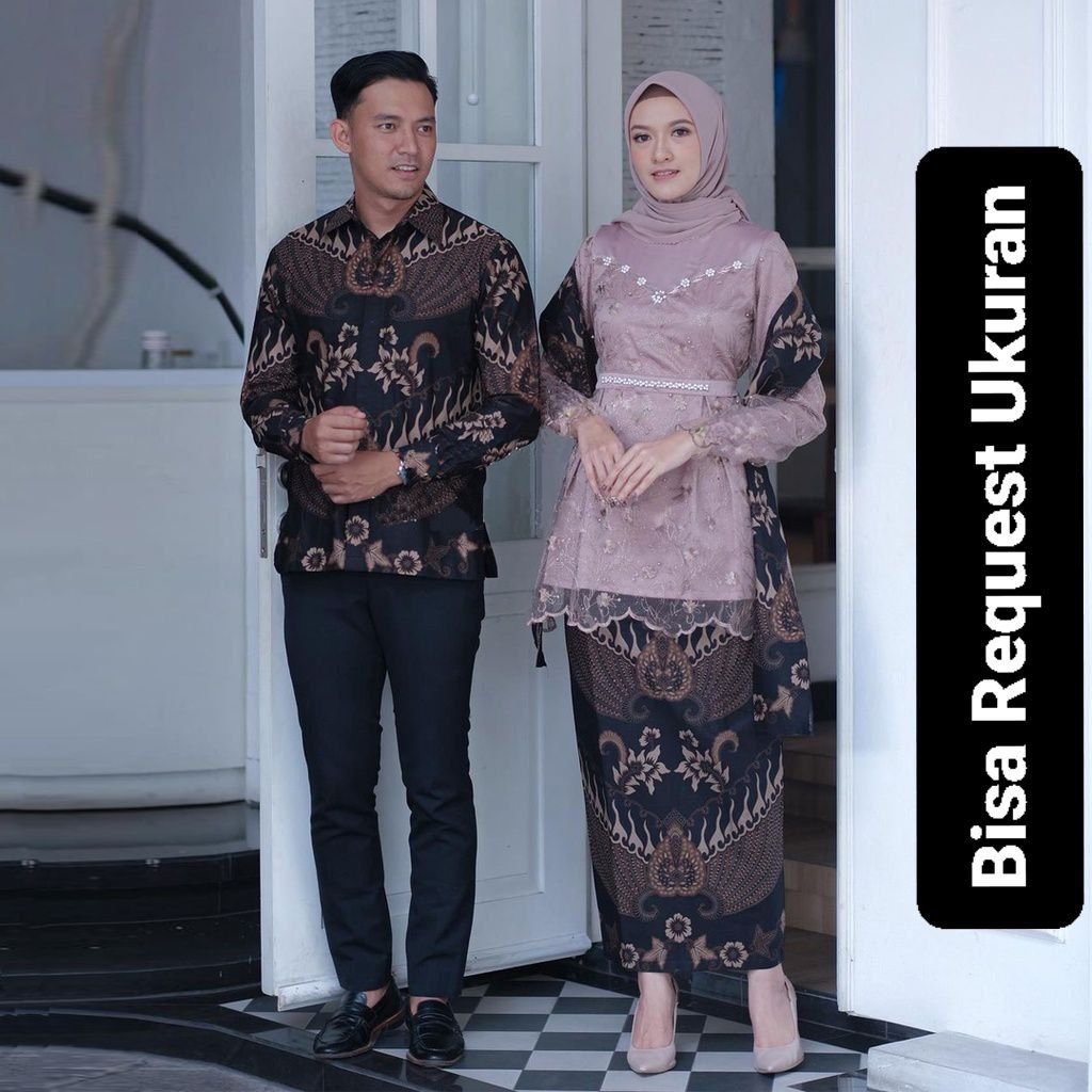SET KEBAYA ARUNIKA NUDE SKIN ORI COUPLE KEMEJA PREMIUM / CUSTOM ANAK & JUMBO / BAJU SETELAN SERAGAM 