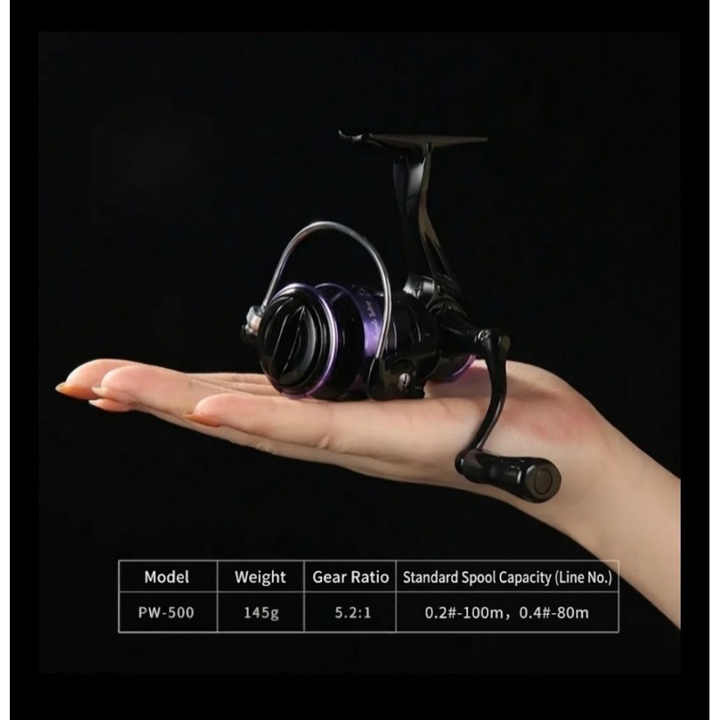 Reel Pancing Mini PW500 UL metal spool, handle metal cnc