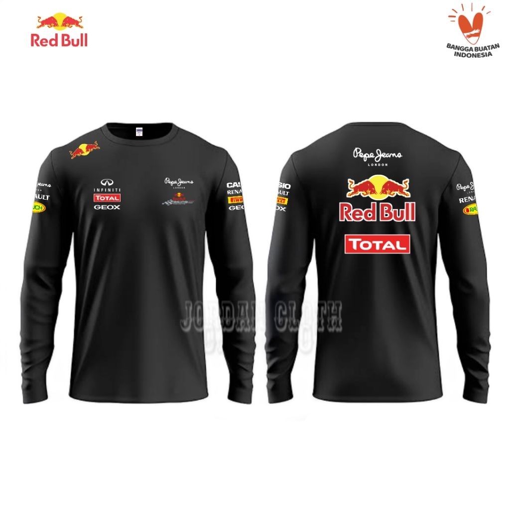 Tshirt Baju Kaos Lengan Panjang Team Red Bull Racing F1