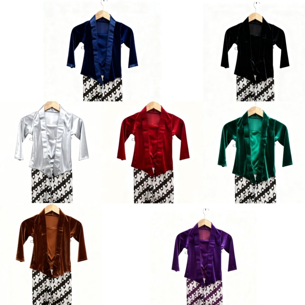 set komplit kebaya bludru kutubaru adat jawa kebaya + rok, slendang, bross