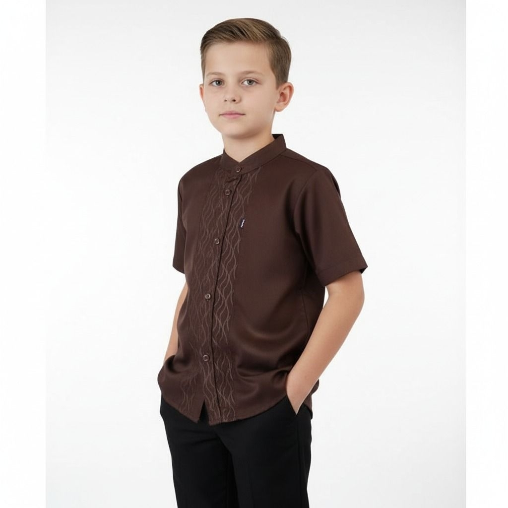 Baju Koko Anak Model Embos Bahan Katun Toyobo