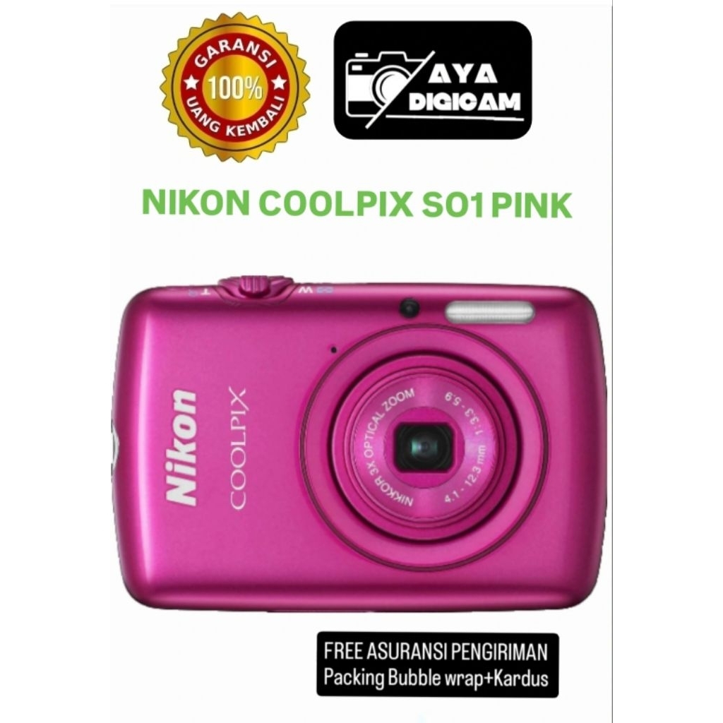 Nikon Coolpix s01 kamera pocket pink digicam -SLIM
