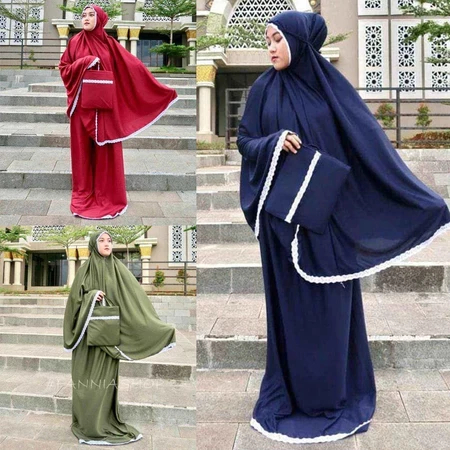 Mukenah Hyget Kolong Polos | Mukenah Renda | Mukenah Hyget Traveling | Mukenah Wanita Terbaru