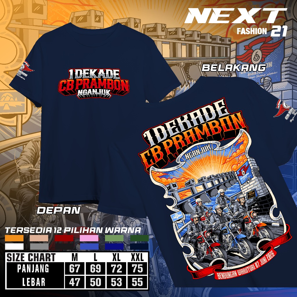 Kaos ACARA 1 DEKADE CB PRAMBON NGANJUK ORIGINAL Tgl 7 JUNI 2026 Kaos Acara CB PRAMBON