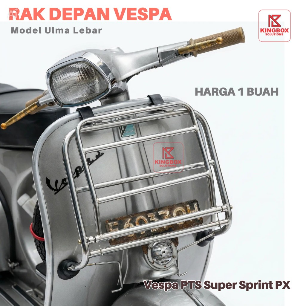Front Rack Vespa Classic - Model Ulma Garis (Chrome Edition)