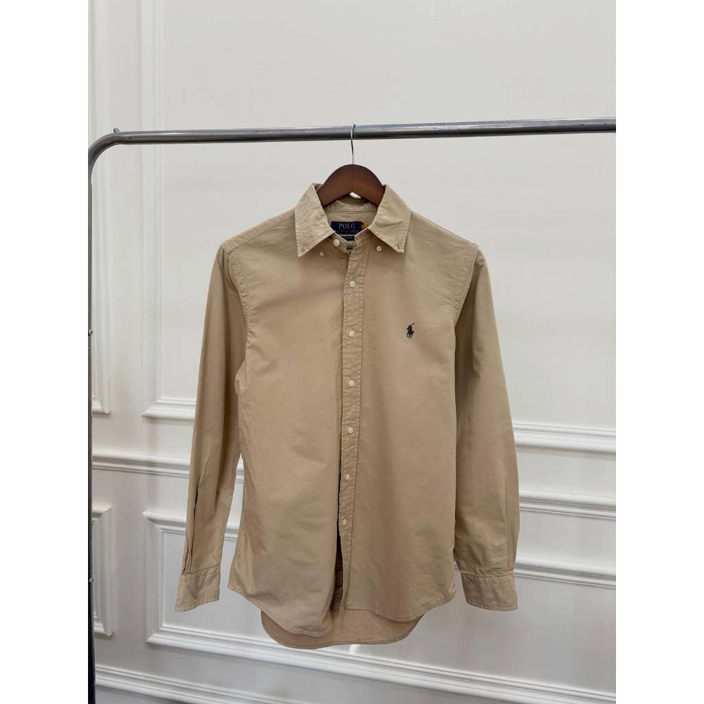 Kemeja Beige 1 Polo Ralph Lauren Pria Wanita Cotton Oxford Original
