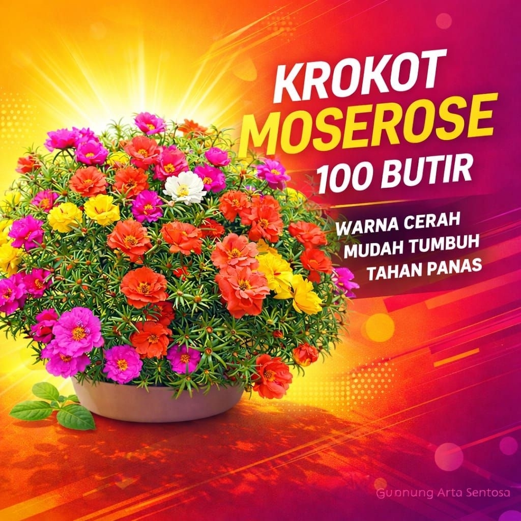 Benih Krokot Moserose 100 Butir – Bunga Hias Mini Warna-Warni, Mudah Tumbuh & Rajin Berbunga