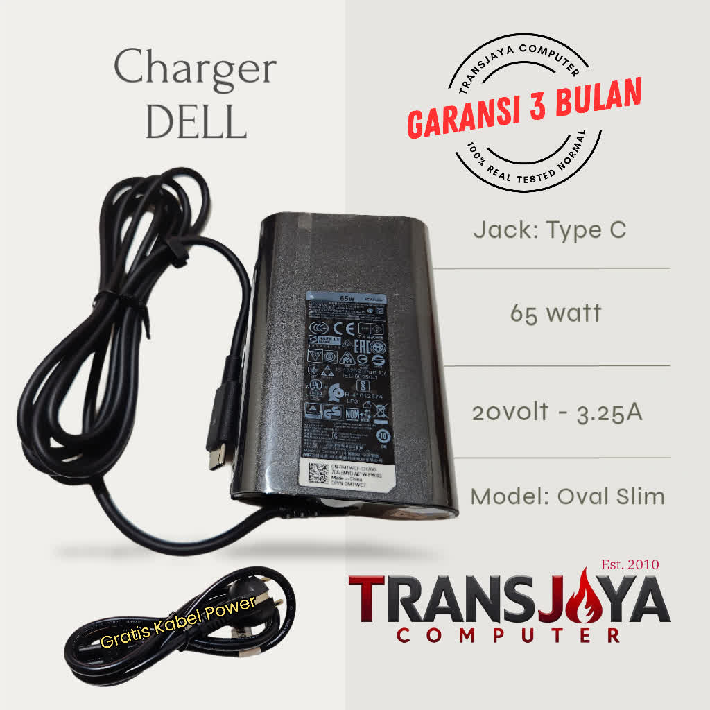 Charger Adaptor Laptop Latitude 5495 5430 5421 5420 5410 Oval Type C