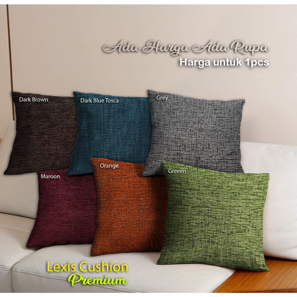 Sarung Bantal Sofa Kursi Tamu fazha Mewah Kekinian Modern Premium Murah Motif Polos Hijau Orange Cok