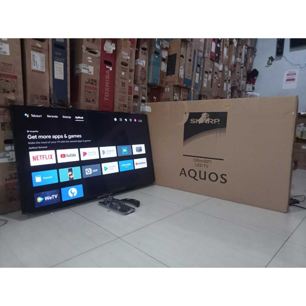 ANDROID TV LED SHARP 50 INC NETFLIX YOUTUBE SUDAH DIGITAL SIAP PAKAI (7807R)