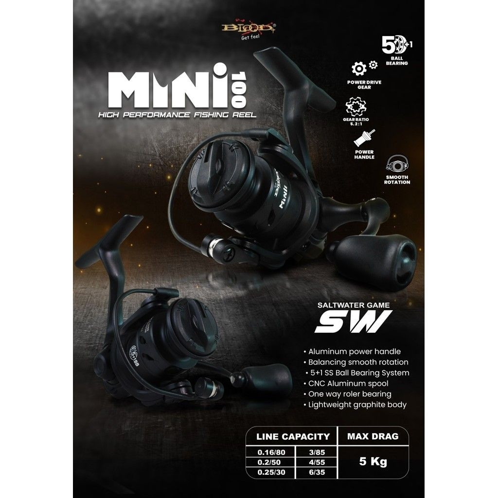 reel pancing mini UL ULTRALIGHT power handle sw blood mini 100 murah laris semarang original