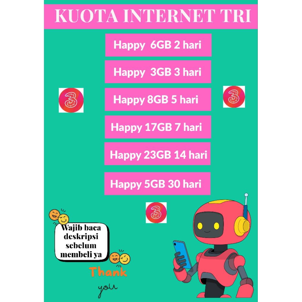 KUOTA INTERNET TRI RAMAH DI KANTONG