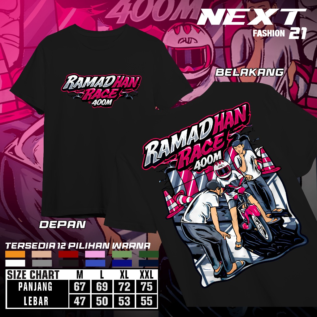 Kaos Ramadhan Race 400M 2026 Marhaban Ya Balapan Drag Bike Baju Ramadan Race Repeat Racing Motor COD