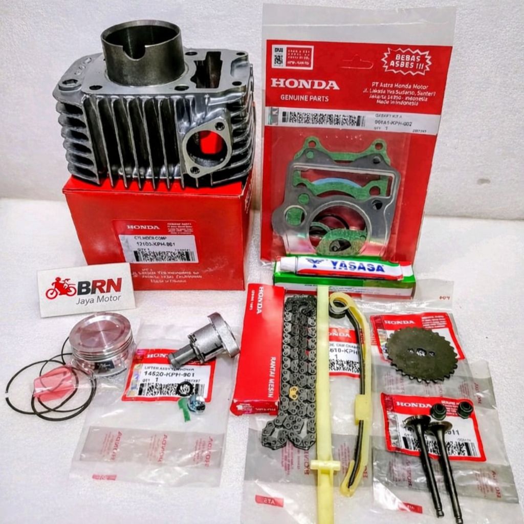 Paket Lengkap Turun Mesin Honda 125cc | Blok Silinder, Piston, Gasket, Rantai Keteng, Klep | Kharism