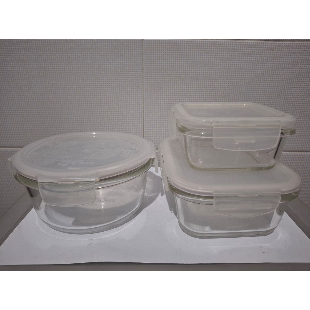 Lock&Lock Glass Food Container set, kotak makan kaca