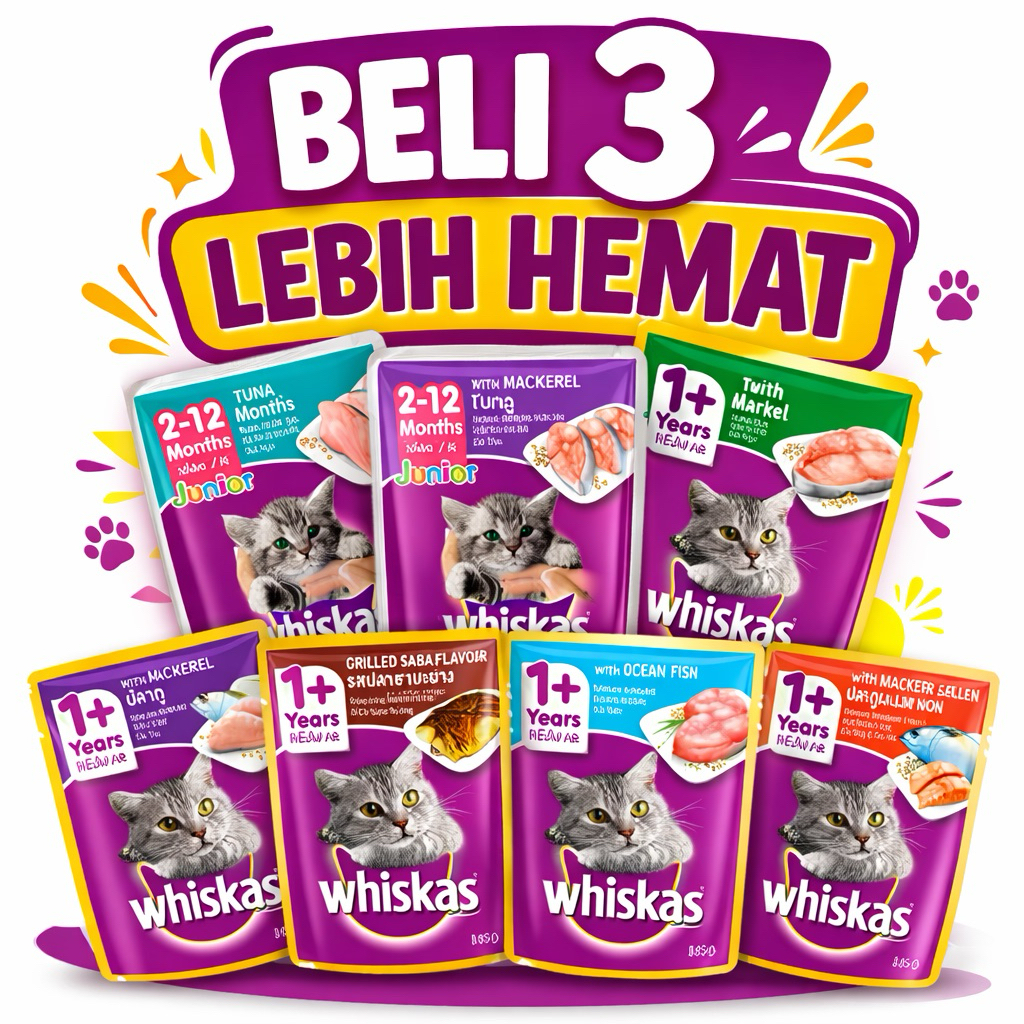 Whiskas Junior Wet Food Kitten Makanan Basah Kitten Pouch
