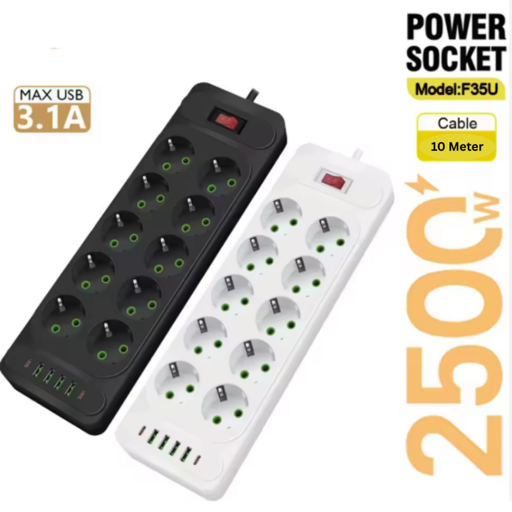 Stopk Kontak 10 Colokan Kabel Panjang  10 meter