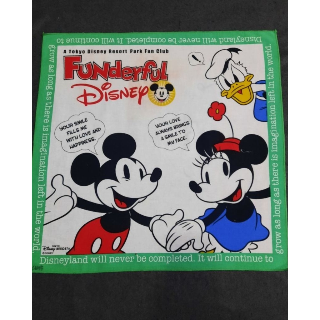 Saputangan Mickey & Minnie Tokyo Disney Resort Original Handkerchief Vintage 90's