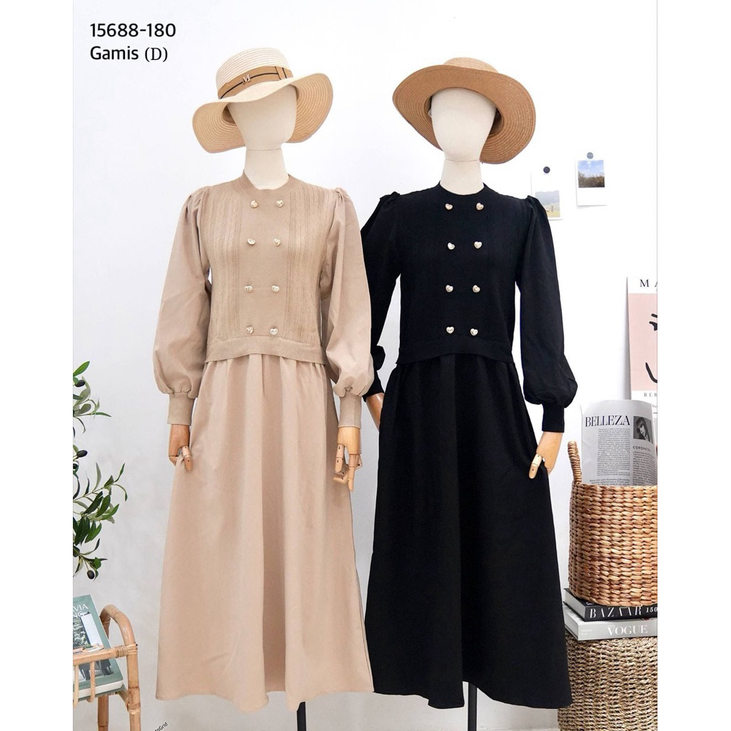 15688-180 MIDI DRESS KANCING ELIZA LD 110 BISA MELAR PB 130 BAHAN RAJUT MIX KATUN