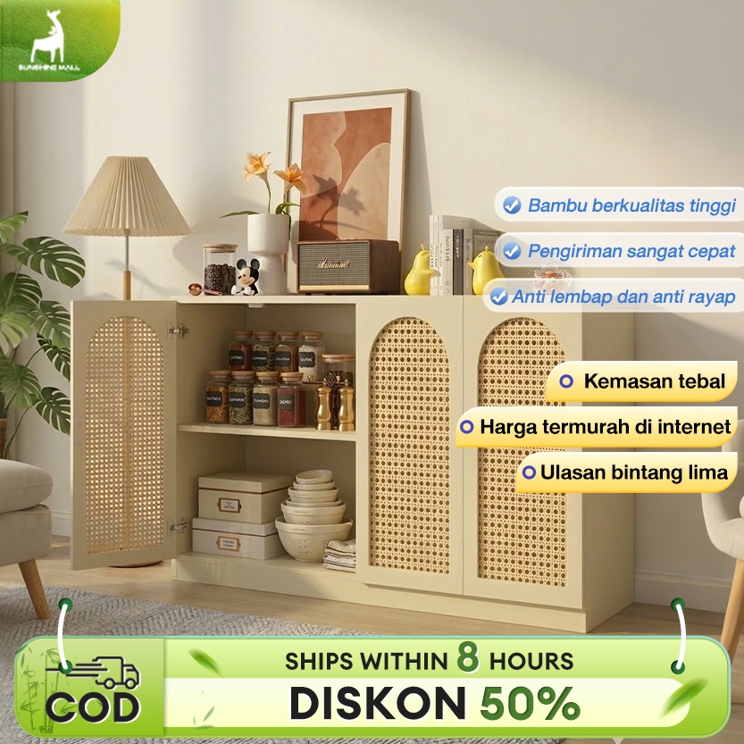 Sunshine Lemari Dapur Bambu Lemari Simpan Minimalis Lemari Dapur Serbagun Modern Kabinet Dapur