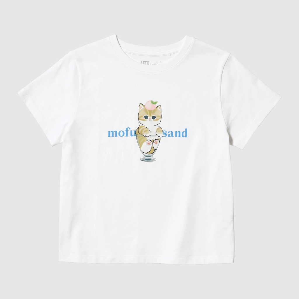 Tshirt Uniqlo x Mofusand (Sweets Meow 01) | UT Mofusand Kaos Lengan Pendek - Putih