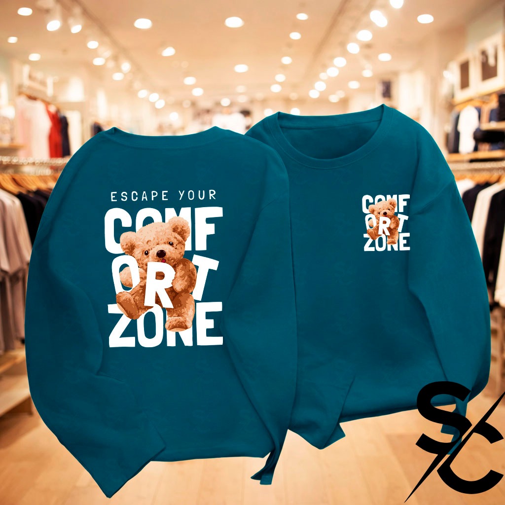 KAOS DISTRO COMFORT ZONE PRIA/WANITA LENGAN PANJANG COTTON COMBED 24s BASIC T-SHIRT TERBARU