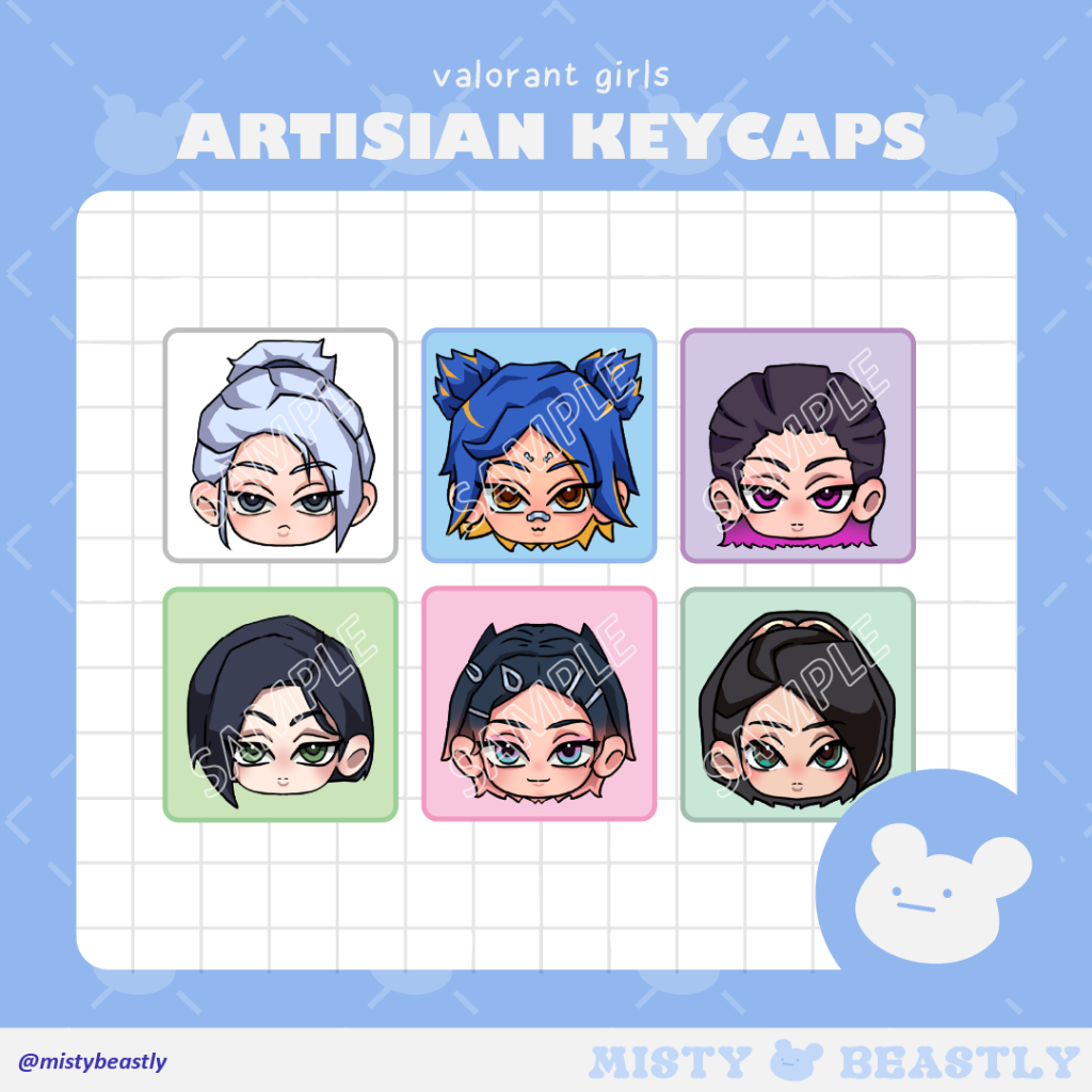 Valorant Girls Artisan Keycaps Only - Keycaps Charm