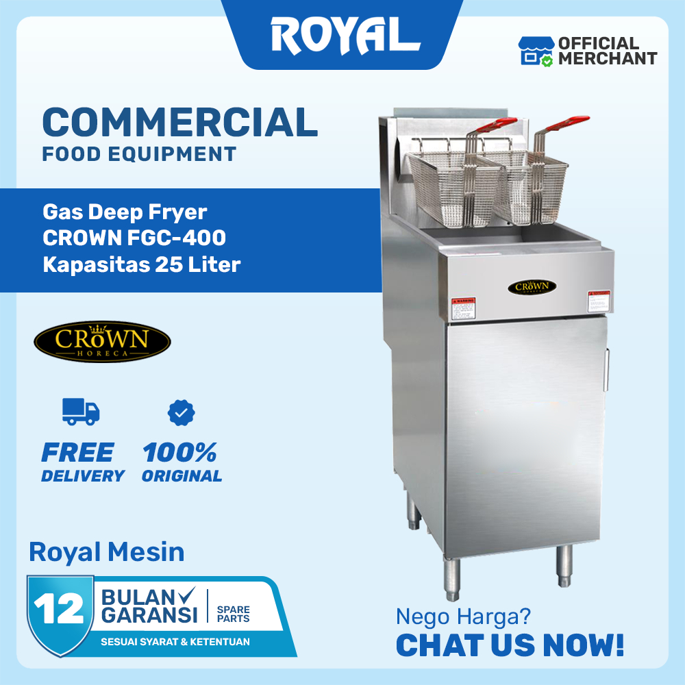 CROWN Gas Deep Fryer Otomatis Thermostat FGC-400 / FGF-400 European Style