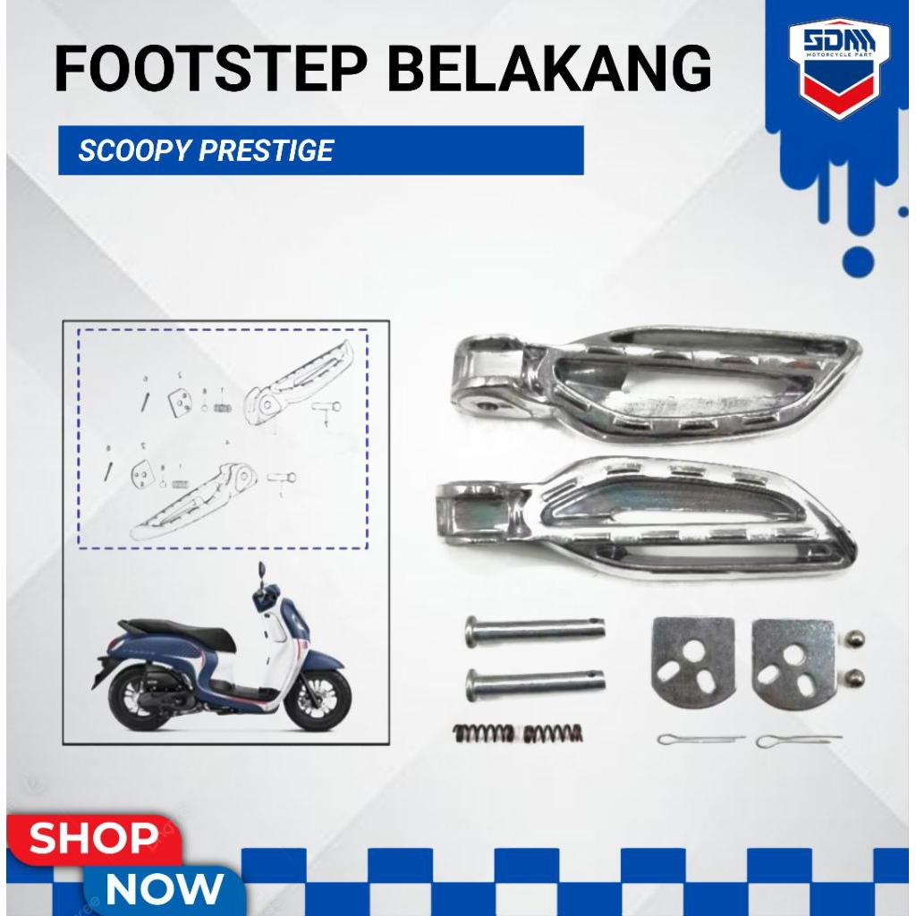 FOOTSTEP BELAKANG SCOOPY PRESTIGE 2021 | FOOTSTEP FUTSTEP BARSTEP PIJAKAN KAKI HONDA SCOOPY K2F