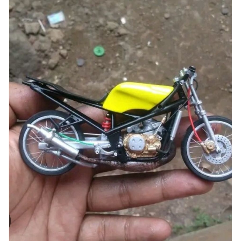 mainan diecast motor drag trondol Kawasaki ninja rr tanpa fairing depan special edition
