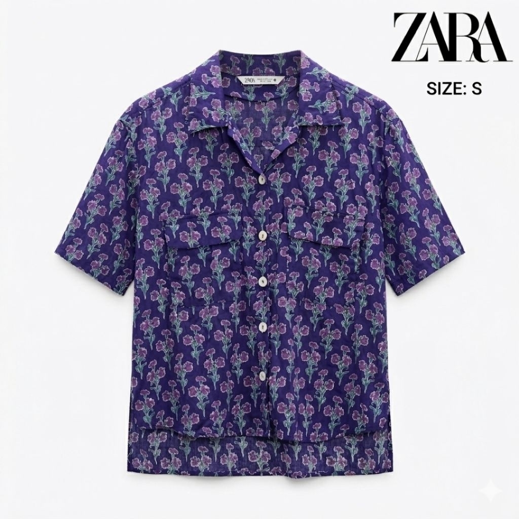 preloved PL kemeja zara floral shirt