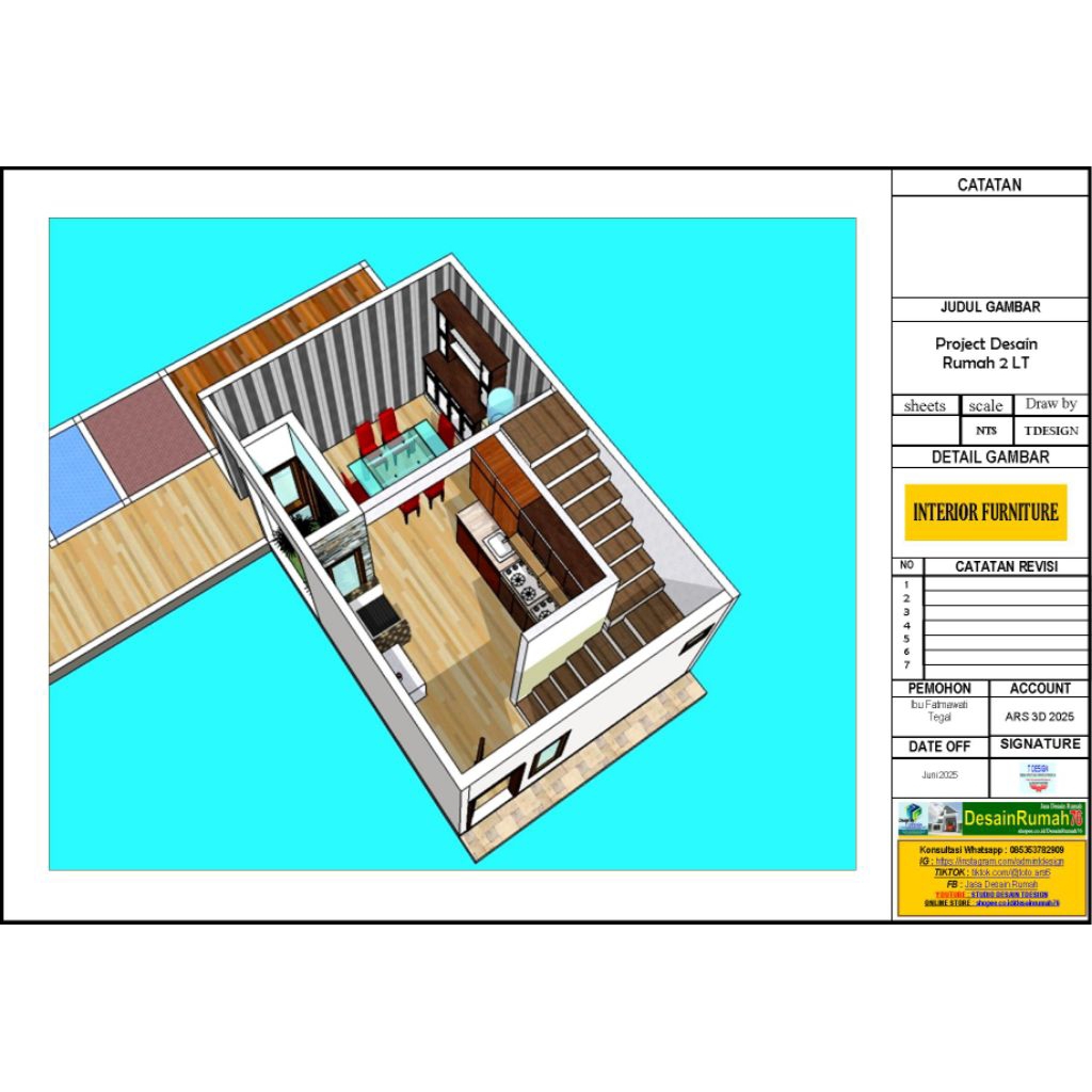 Jasa desain denah rumah 3D sketchup, jasa desain denah 3D, denah 3D sketchup, jasa desain rumah