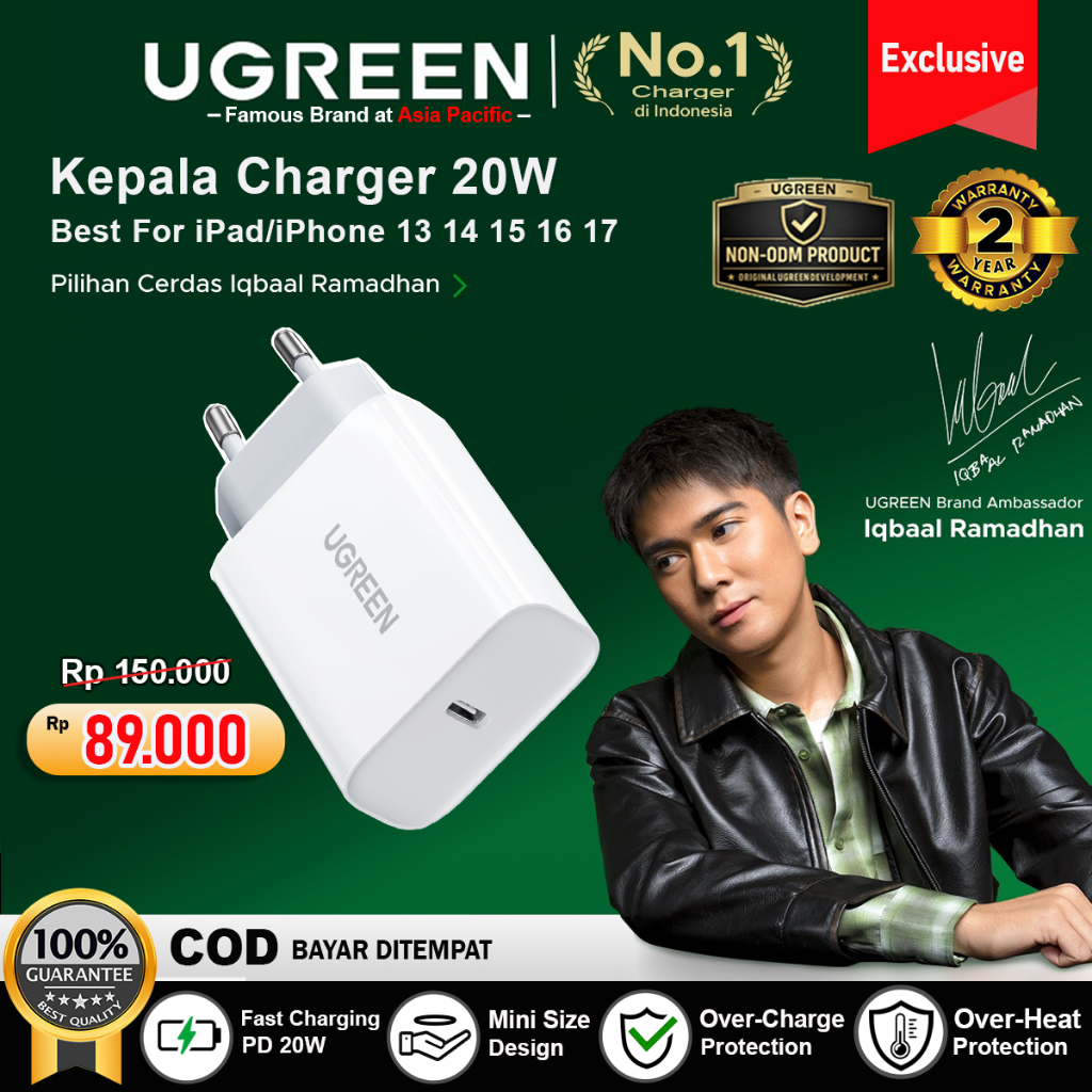 UGREEN Kepala Charger iPhone Fast Charging 20w 10191 60450 CD137