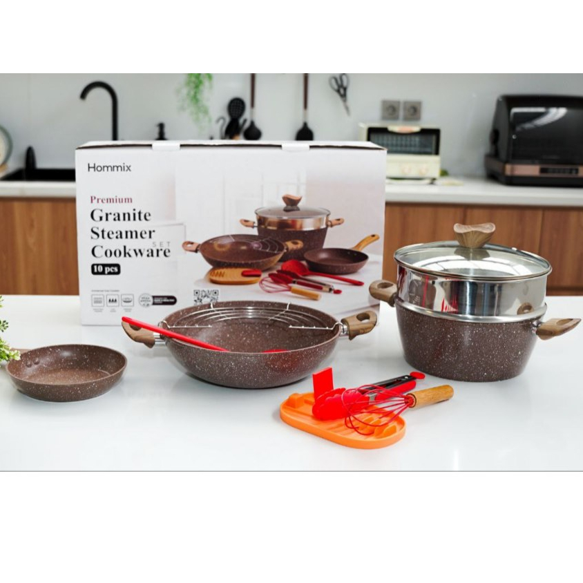 Hommix Granite Steamer Panci Anti lengket