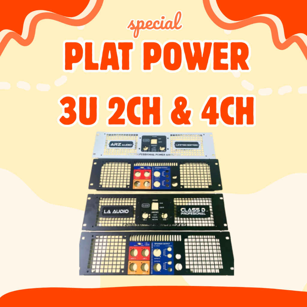 PLAT POWER 3U 2CH & 4CH – PANEL DEPAN POWER AMPLIFIER