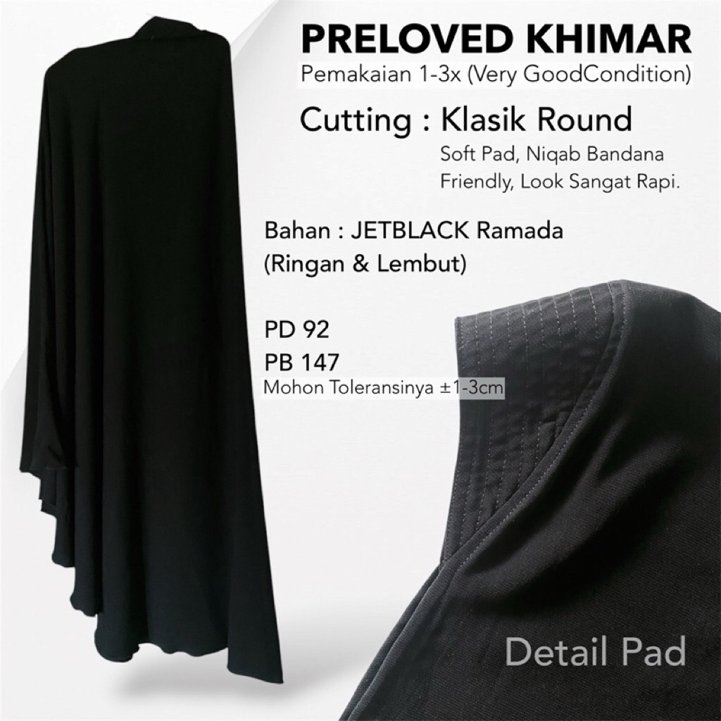 PRELOVED PL FRENCH KHIMAR MAZEN SHAMEENA BLACK DITSY REGULER ZAYSAKU SIFON ARABIAN DANIYA JUMBO