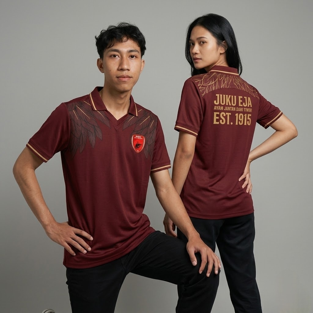 Jersey Suporter PSM Makassar Pria Wanita Kerah Polo Casual Baju Bola Fans Club Juku Eja Maroon