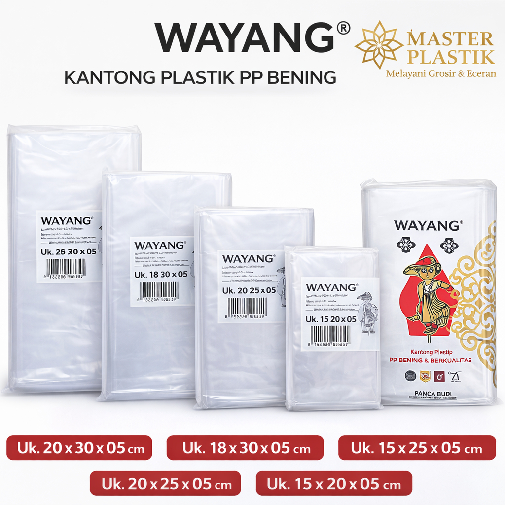 Plastik PP Wayang 05 / Plastik Bening Kiloan 15x20 15x25 18x30 20x30 20x35 / Snack / Packing
