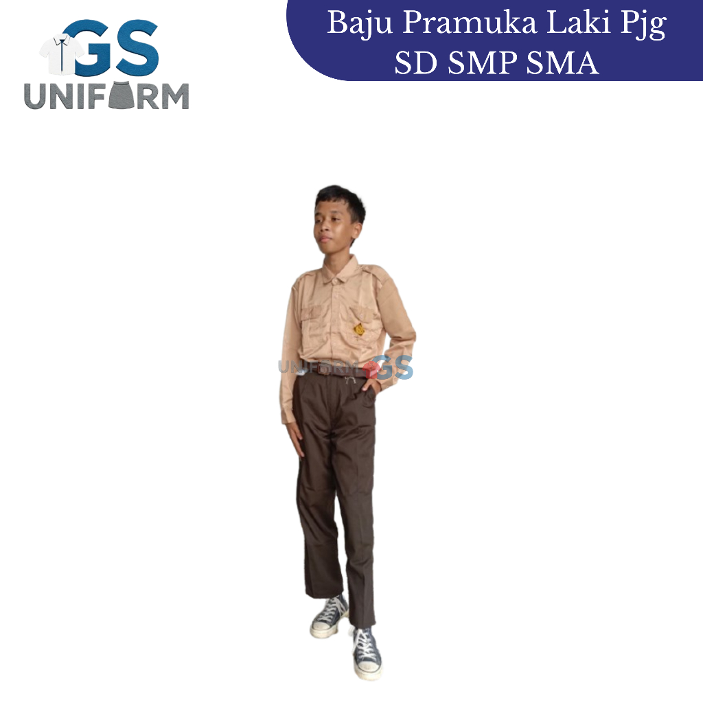 Baju Pramuka Laki-laki Model Penggalang lengan Panjang Saku 2 SD SMP SMA By.Amrycollection (TWIST)