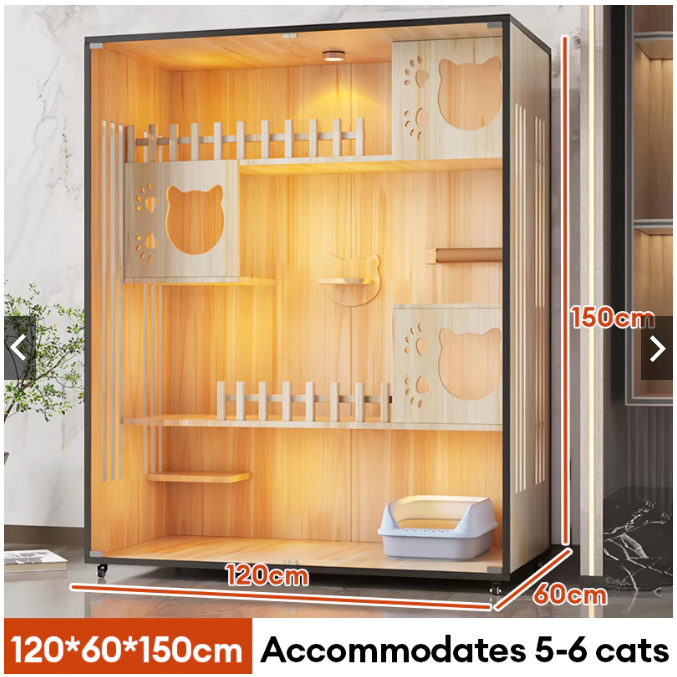 L&Q Rumah kucing mewah Kandang kucing Rumah kucing kayu tahan gores Vila Kucing Kandang kucing yang 