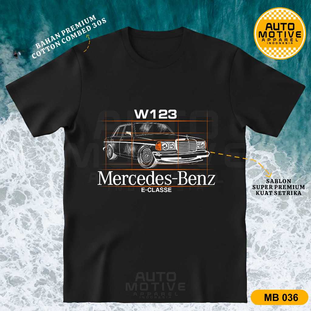 AUTOMOTIVE APPAREL Kaos Mercedes Benz W123 Tiger Tshirt baju mobil Mercy MB036