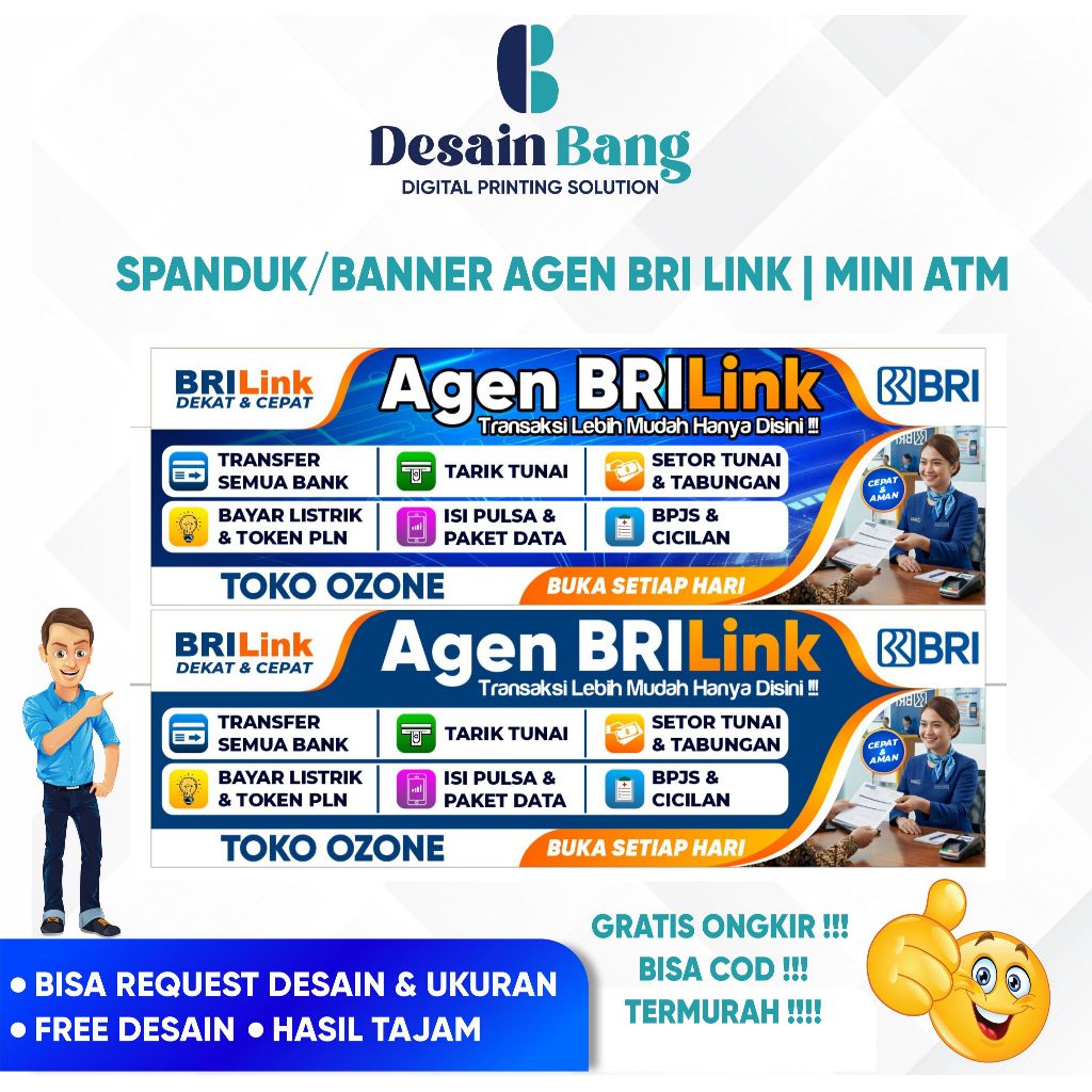 SPANDUK AGEN BRI LINK MINI ATM BISA GANTI NAMA TOKO
