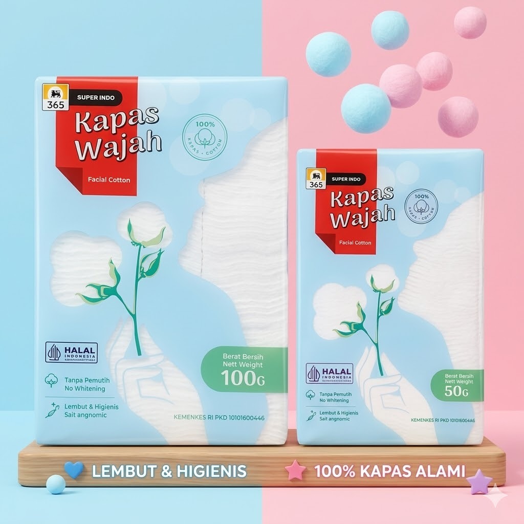 365 KAPAS WAJAH FACIAL COTTON 100gr & 50gr | MERK SUPER INDO