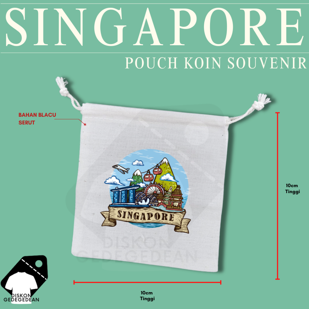 Diskongedegedean Pouch Dompet Koin Souvenir Singapore Dompet Koin Oleh Oleh Singapura Merlion Bahan 