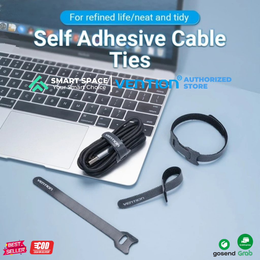 VENTION 15 CM VELCRO STRAP CABLE TIE ORGANIZER Pengikat Perekat Kabel Holder Makassar