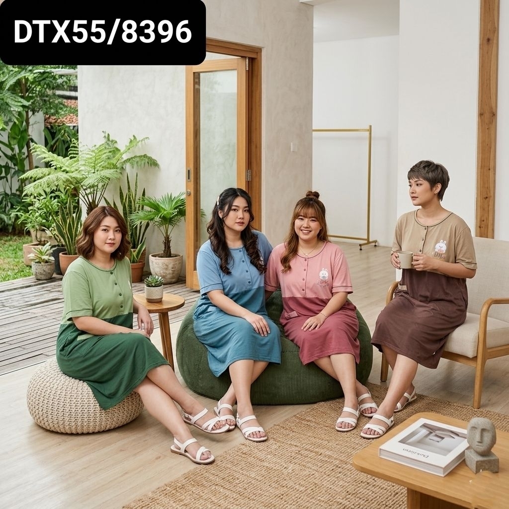 Daster AMRO 8396 Dress XXL JUMBO DTX Label Putih Kancing Aktif