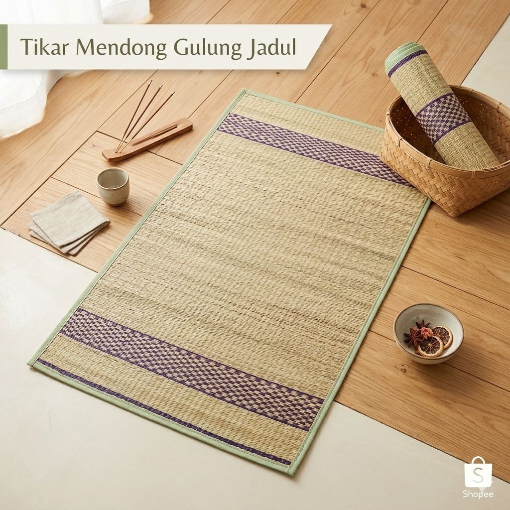 Tikar Mendong Tikar Tenun / Tikar Gulung Anyaman Mendong Alas Sejadah