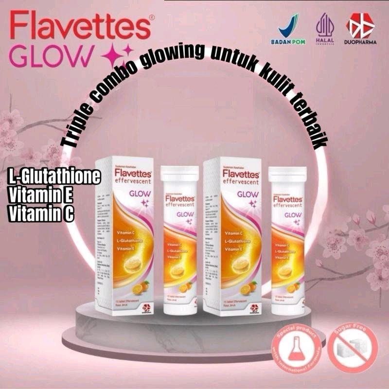 [TWIN PACK] Flavettes Effervescent Glow (15's x 2 tubes) - Suplemen mencerahkan Kulit dengan L-Gluta