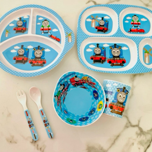 paket 5in1 piring melamin karakter melamine kid thomas and friends